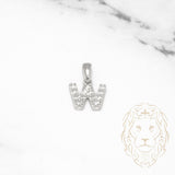 Pendentif - Or 10K blanc "W" mini pavé cz - PEG501