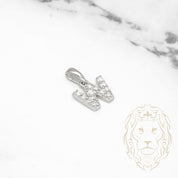 Pendant - 10K white gold "W" mini cz pave - PEG501