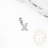 Pendentif - Or 10K blanc "X" mini pavé cz - PEG502