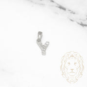 Pendant - 10K white gold "Y" mini cz pave - PEG503