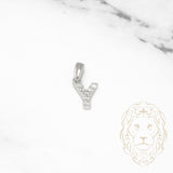 Pendentif - Or 10K blanc "Y" mini pavé cz - PEG503