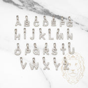 Pendentif - Or 10K blanc "E" mini pavé cz - PEG483