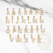 Pendant - 10K Yellow Gold "M" Mini Pave Cz - PEG465