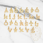 Pendant - 10K Yellow Gold "N" style varsity cz pavement - PEG414