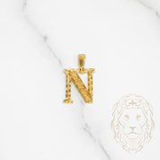 Pendant - 10K Yellow Gold "N" Swirl & Diamond Cut - PEG440