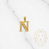 Pendant - 10K Yellow Gold "N" Swirl & Diamond Cut - PEG440