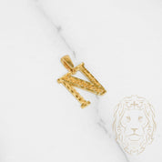 Pendant - 10K Yellow Gold "N" Swirl & Diamond Cut - PEG440
