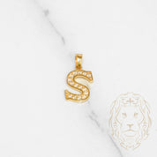 Pendentif - Or 10K jaune "S" style varsity pavé cz - PEG419