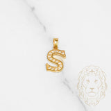 Pendentif - Or 10K jaune "S" style varsity pavé cz - PEG419