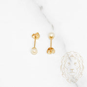 Studs - 14K yellow gold freshwater pearls 3.5mm - BOG456