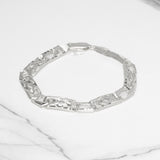 Bracelet homme - Argent  gourmette & motif losange coupe diamant 8mm 8" - BRS005