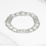 Bracelet homme - Argent  gourmette & motif clé grecque coupe diamant double face 12mm 8" - BRS007