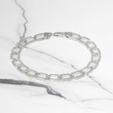 Men's Bracelet - Silver Hexagonal Brushed Finish 9" - BRS019