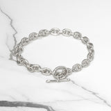 Bracelet femme - Argent  câble & fermeture à bascule 8" - BRS026