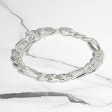 Men's Bracelet - Silver figaro double face 11mm 8" - BRS030