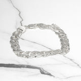 Bracelet homme - Argent  gourmette coupe diamant double face 10.5mm 9" - BRS044