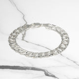 Bracelet homme - Argent  gourmette coupe diamant double face 9.5mm 8" - BRS059