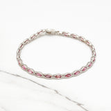 Bracelet - Or 14K blanc pierres cz roses coupe marquise 7.5" - BRG366