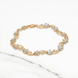 Bracelet - Or 14K jaune style vigne & fleurs en pierres cz 7" - BRG367