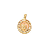 Pendant - 14K Gold tricolor yellow, white & pink virgin marie with channel set cz stones - PEG323