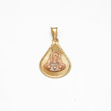 Pendant - 14K gold tricolor yellow, white & pink Jesus & the Sacred Heart with facet cut diamond - PEG331