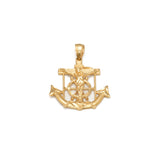 Pendant - 14K yellow gold Jesus on a diamond-cut anchor - PEG332
