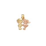 Pendentif - Or 14K deux tons jaune & rose  garçon & fille coupe diamant - PEG334