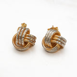 Studs - Or 10K deux tons jaune & blanc noeud coupe diamant - BOG406