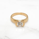 Bague - Or 14K jaune solitaire pierre cz coupe brillant & monture poli - RIG455