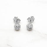 Studs - Or 10K blanc perle coupe diamant 5mm - BOG414