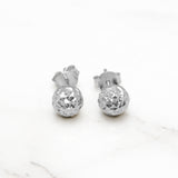 Studs - Or 10K blanc perle coupe diamant 7mm - BOG415