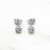 Studs - Or 10K blanc perle coupe diamant 4mm - BOG417