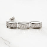 Studs - Or 10K blanc motif clé grecque pendant - BOG425