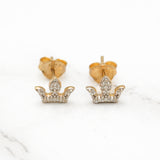 Studs - Or 10K deux tons jaune & blanc couronne pavé cz - BOG427