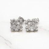 Studs - Or 10K blanc losange en pierres cz - BOG430