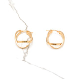 Hoops - Or 14K jaune bandes croisées poli & satiné - BOG403