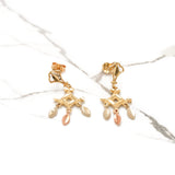 Studs - 14K Gold tricolor yellow, white & pink diamond cut luster style - BOG410