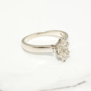 Bague de fiançailles - Or 14K blanc pierre coupe marquise composite diamants naturels 0.25CT - RIGD015