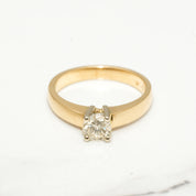 Bague de fiançailles - Or 14K deux tons jaune & blanc solitaire diamant naturel coupe brillant 0.25CT - RIGD016