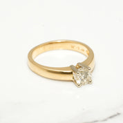 Bague de fiançailles - Or 14K deux tons jaune & blanc solitaire diamant naturel coupe brillant 0.25CT - RIGD016