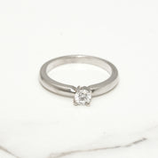 Bague de fiançailles - Or 14K blanc solitaire diamant naturel coupe brillant 0.15CT - RIGD017