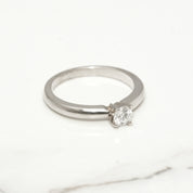 Bague de fiançailles - Or 14K blanc solitaire diamant naturel coupe brillant 0.15CT - RIGD017
