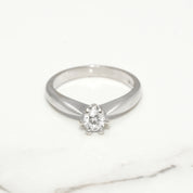 Bague de fiançailles - Or 18K blanc solitaire diamant naturel coupe brillant 0.20CT - RIGD025