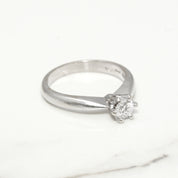 Bague de fiançailles - Or 18K blanc solitaire diamant naturel coupe brillant 0.20CT - RIGD025