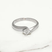 Bague de fiançailles - Or 18K blanc solitaire diamant naturel coupe brillant 0.20CT - RIGD026