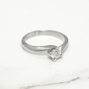 Bague de fiançailles - Or 18K blanc solitaire diamant naturel coupe brillant 0.20CT - RIGD026