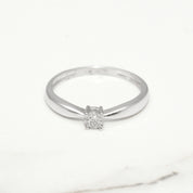 Bague de fiançailles - Or 10K blanc composite diamants naturels 0.05CT - RIGD027