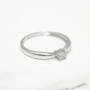 Bague de fiançailles - Or 10K blanc composite diamants naturels 0.05CT - RIGD027