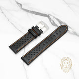 Leather Strap - 503 Perforated Black & Orange