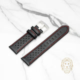 Bracelet en Cuir - 503 Perforé Noir & Rouge